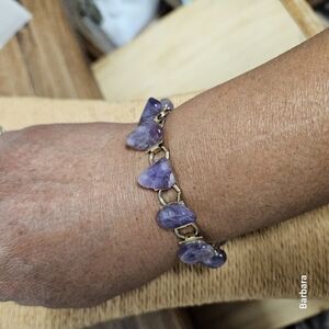 Polished Natural Amethyst Stones Charm Bracelet